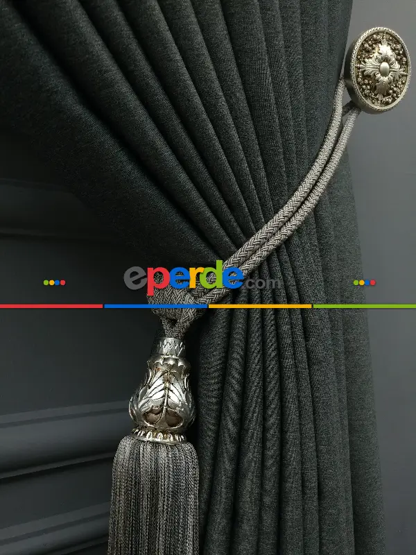 Yatak Odası - Salon Fon Perde - Modern Keten Görünümlü Işık Geçirmez Karatma Fon Perde 2021 Ikon- Füme