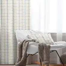 Erkek Çocuk ve Bebek Odası Fon Perde - Mavi Krem Bej - Ekose Desen