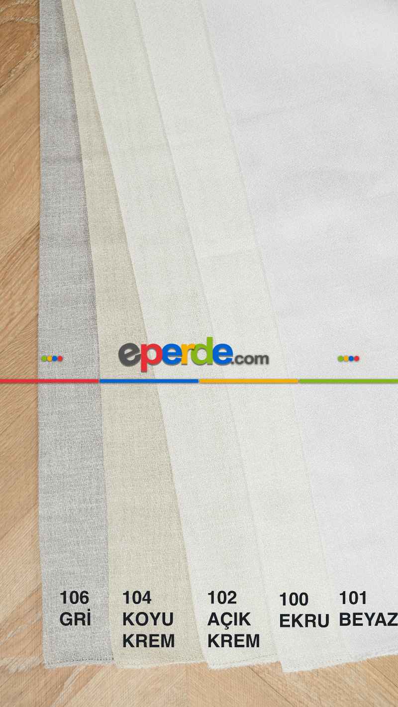 Ekru Düz Tül Perde, Ağır Gramajlı Premium Seri, Eteği Kurşunlu