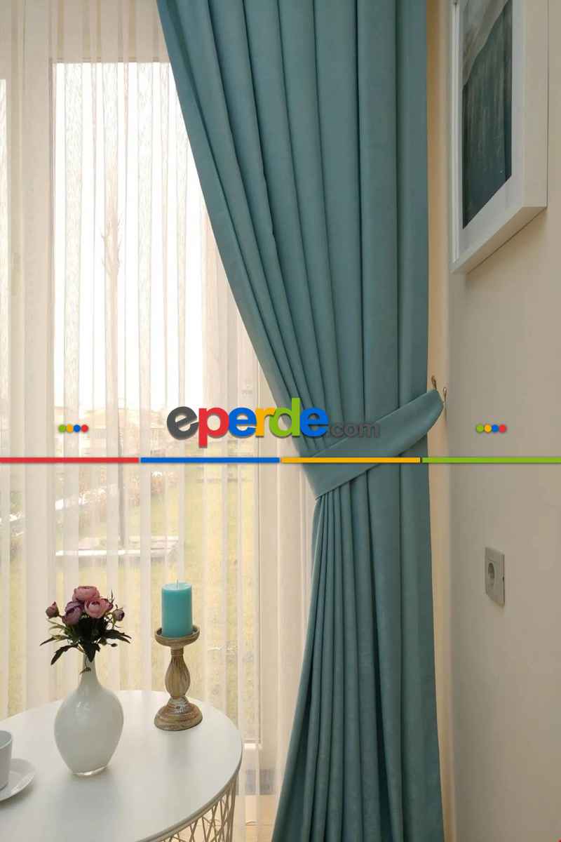 Soft Fon Perde Mint Kumaş Kanat Yan Perde- Mint