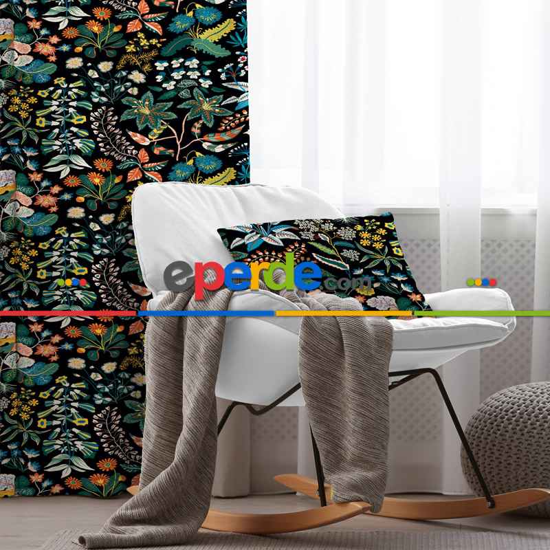 Çiçekli Fon Perde Evim 624 Kumaşı Kalındır Duck Bezi Değildir