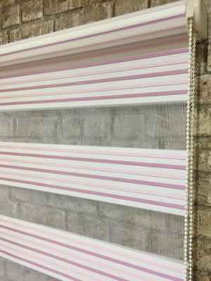 Pembe Krem Piliseli Zebra Perde- Çok Renkli 3