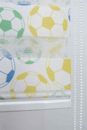 Futbol Topu Desen Zebra Perde- Yeşil-mavi-sarı