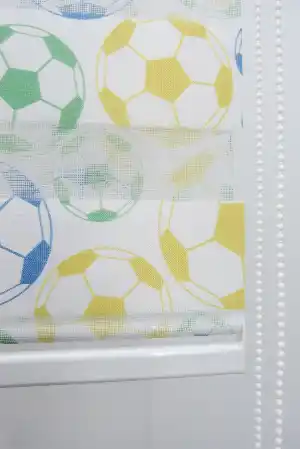 Futbol Topu Desen Zebra Perde- Yeşil-mavi-sarı