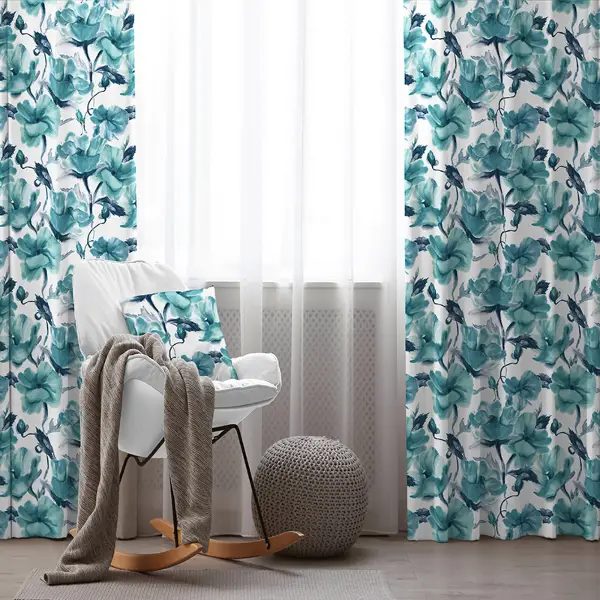 Oturma Odası Fon Perde Evim1557 Kumaşı Kalındır Duck Bezi Değildir- Mavi-beyaz