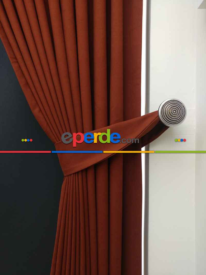 Düz Renk Dökümlü Fon Perde (150)- Tarçın