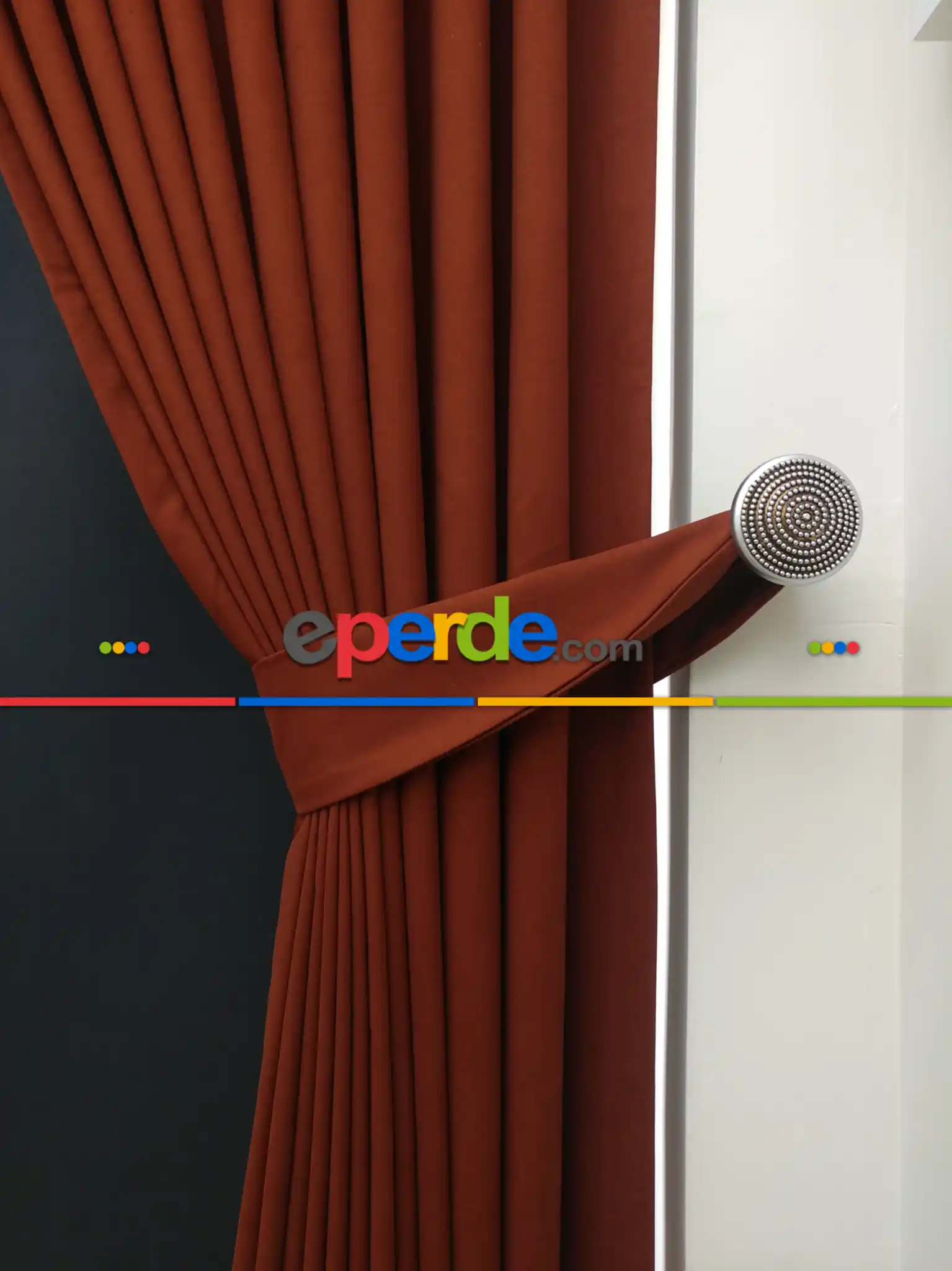 Düz Renk Dökümlü Fon Perde (150)- Tarçın