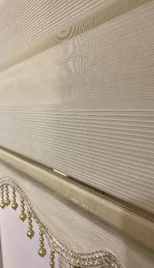 Brillant Boncuklu Zebra Perde 1.kalite Krem Kampanyalı Fiyat Hazır Zebra Perde