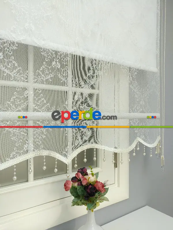 Çiftli Sistem Tül Ve Stor Perde - Ekru Renk