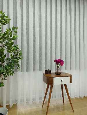 Kdk Örme Dantel Tül Perde- Krem-ekru