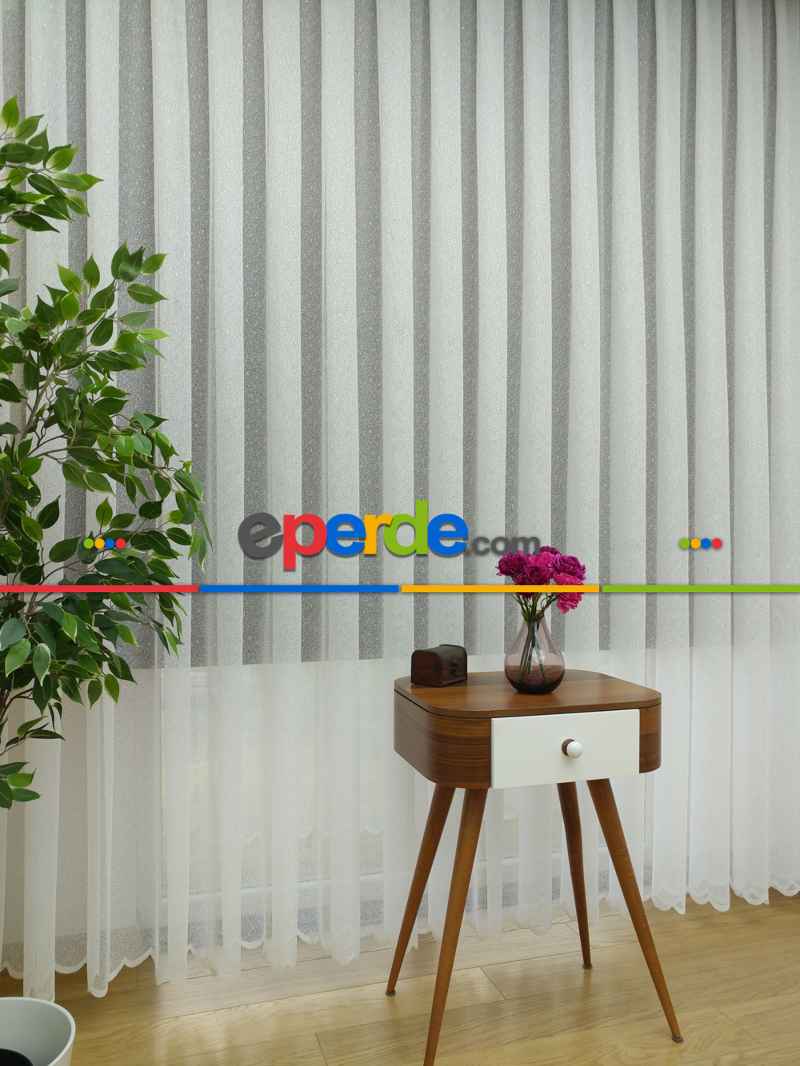 Kdk Örme Dantel Tül Perde- Krem-ekru