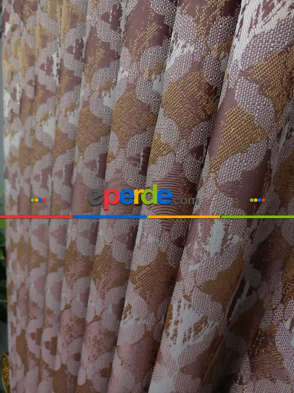 Pembe Desenli Jakar Fon Perde (180)- Gül Kurusu