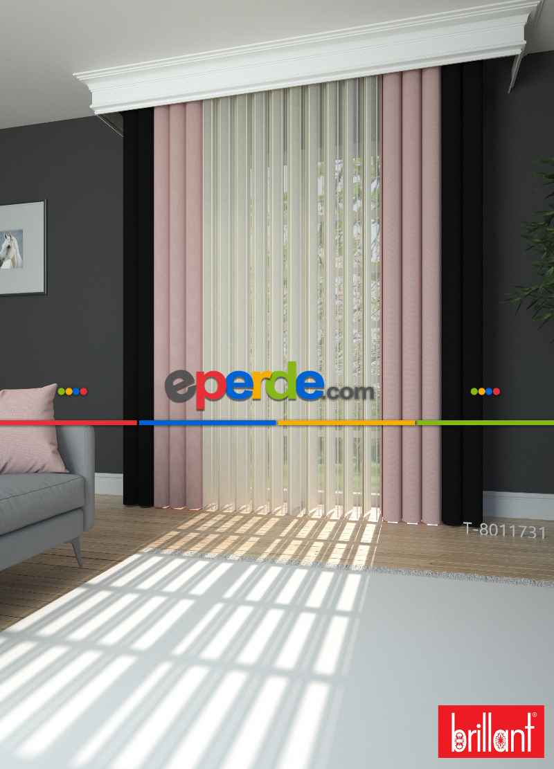 Brillant Akıllı Tül Siyah-lila Perde Tül Dikey Zebra Perde Düz 1. Kalite