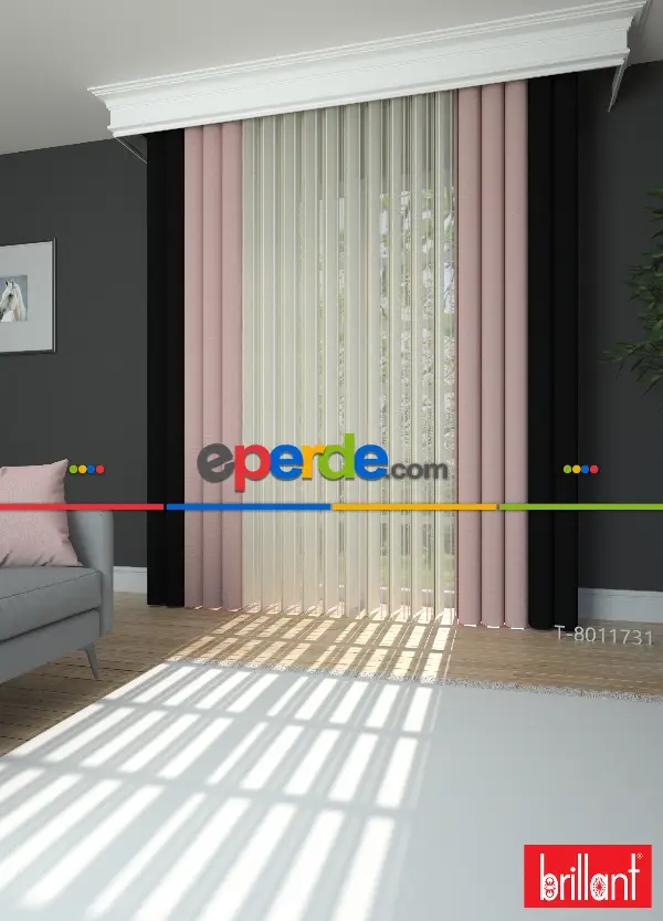 Brillant Akıllı Tül Siyah-lila Perde Tül Dikey Zebra Perde Düz 1. Kalite