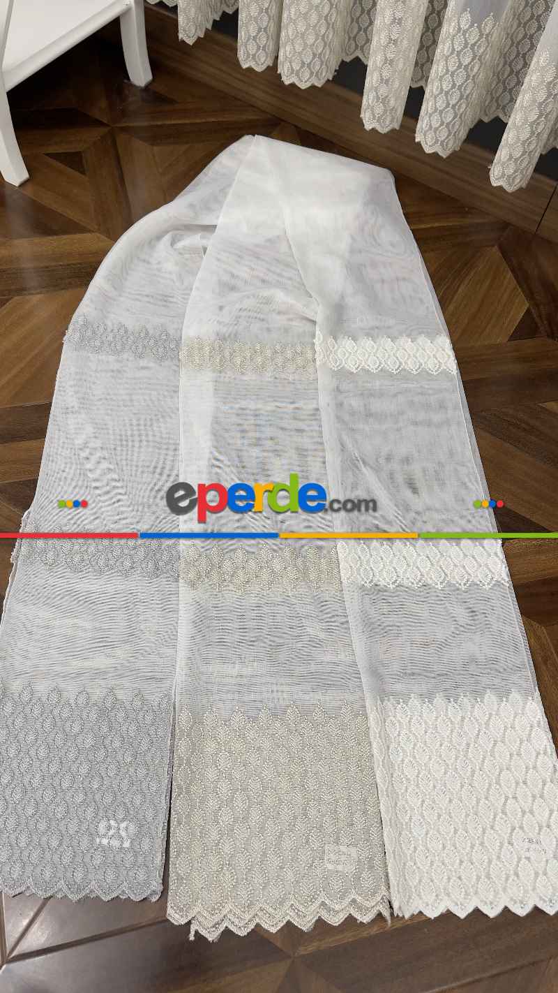 Yatak Odası - Premium Seri Trend Perde Modelleri 2023-kabartma Atlas İplikle Nakışlı İşleme Tül Perde 02