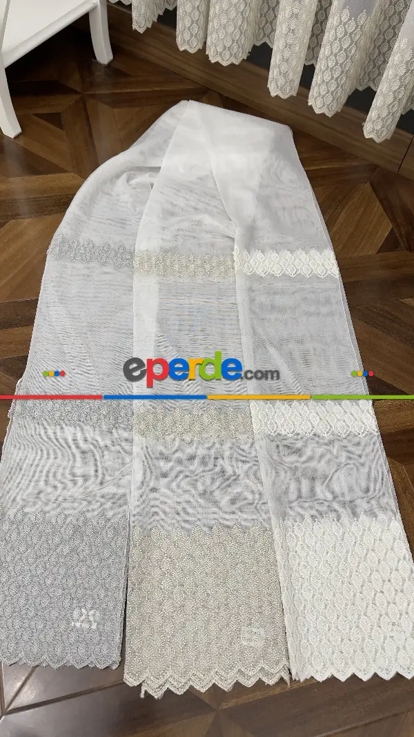 Oturma Odası - Premium Seri Trend Perde Modelleri 2023-kabartma Atlas İplikle Nakışlı İşleme Tül Perde 02