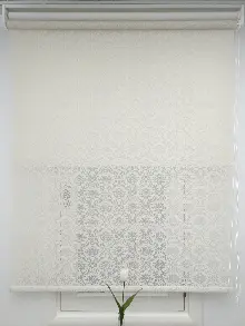 Yatak Odası - Jakar Örme Tül-alvina 805 Krem Çiftli Sistem Dantel Desenli Perde- Krem