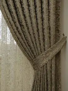 Toprak Duz Jakar Fon Perde (180)- Taba