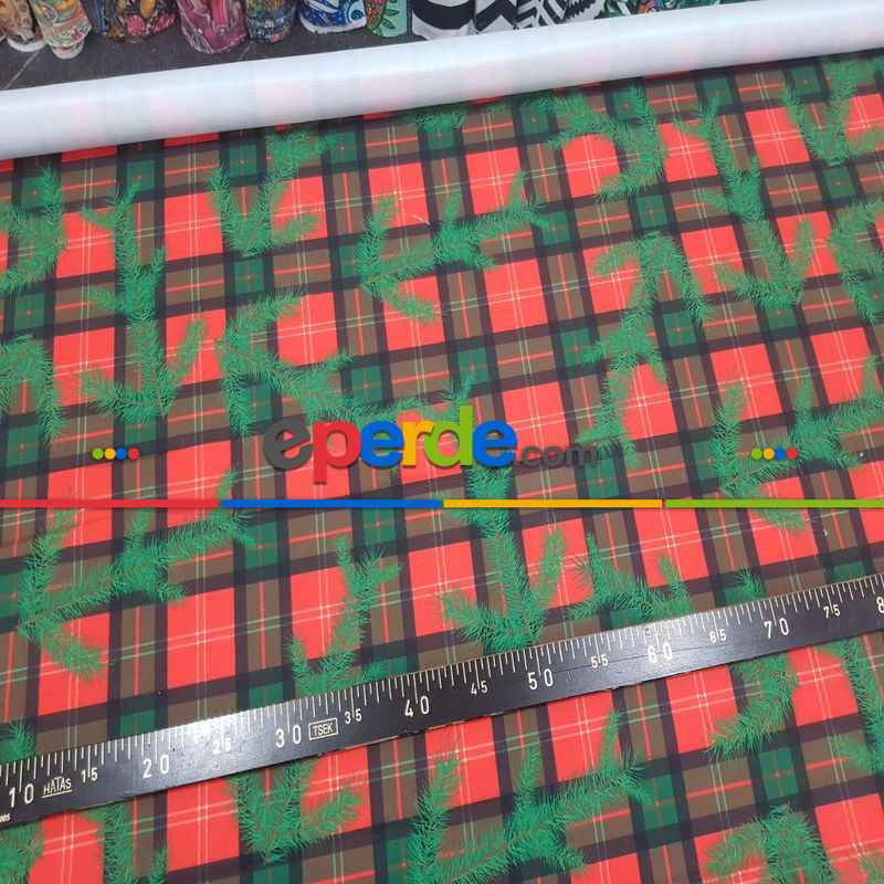 Çam Ekose Desenli Fon Perde Evm880 Kumaşı Kalındır Duck Bezi Değildir-  Çok Renkli 2