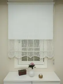 Brillant - Çiftli Sistem Tül Ve Stor Perde - Su Yolu Desen- Krem Açık-ekru