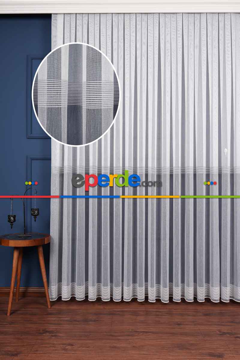 Salon Tül - Palermo Düz Tül Perde Ekru-antrasit Gri