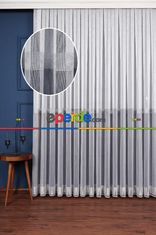 Palermo Düz Tül Perde Ekru-antrasit Gri