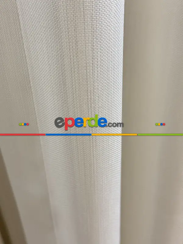 Ekru Çizgili Tül Perde, Ağır Gramajlı Premium Seri, Kurşunlu Tül