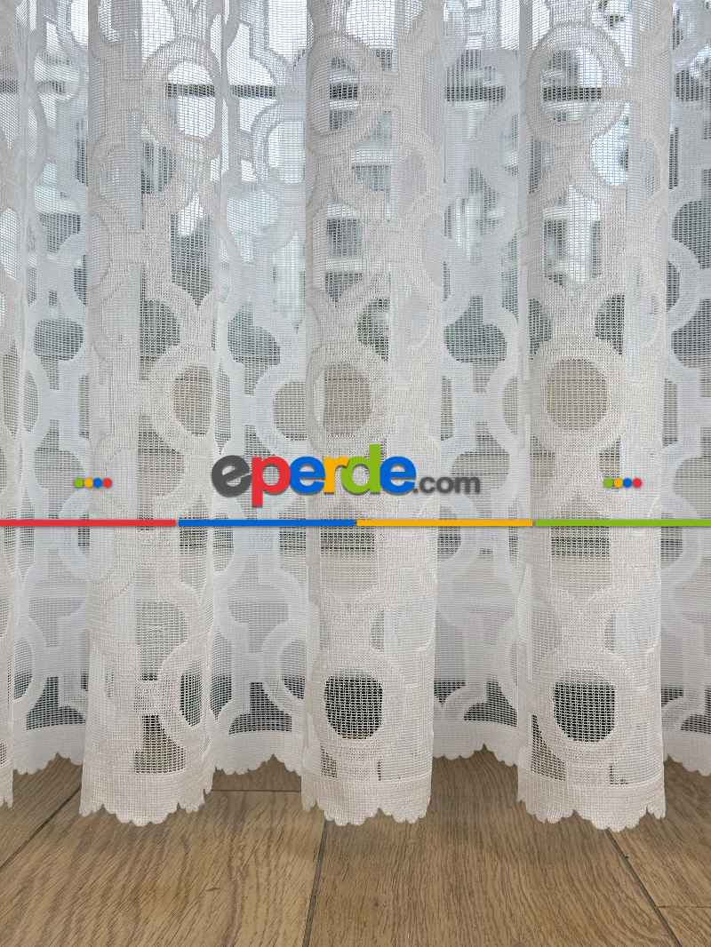 Desenli Fransız Dantel Örme Tül Perde, Desenli Ütü İstemeyen Tül