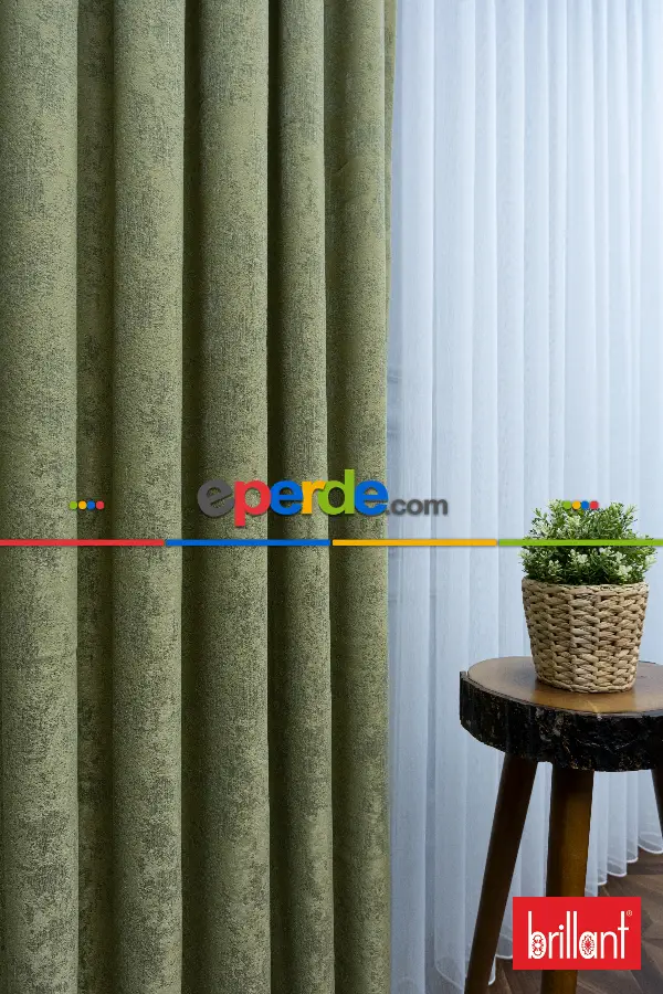 Brillant Mat Jakar Desen Fon Perde ( Dökümlü Fon )- Yeşil