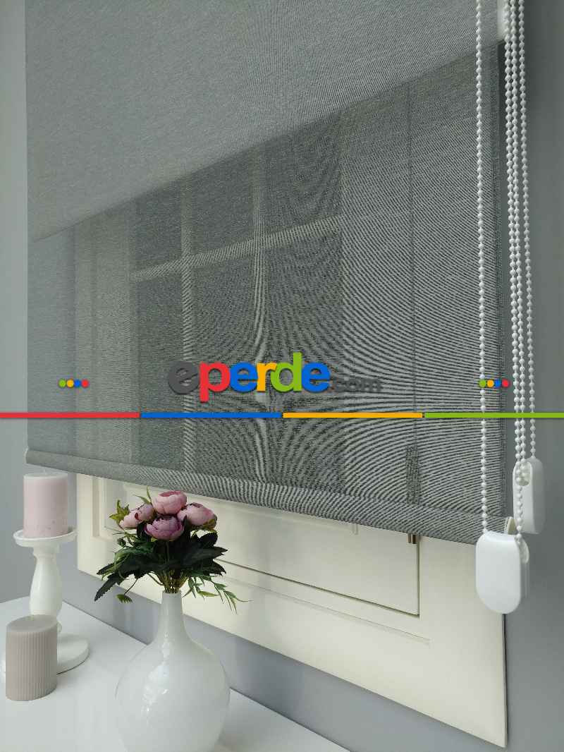 Çiftli Sistem Tül Stor- Gri-füme-antrasit