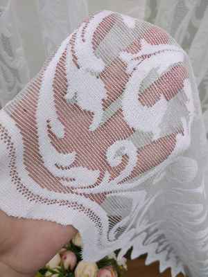 Ekru Şal Desenli Tül Perde- Ekru