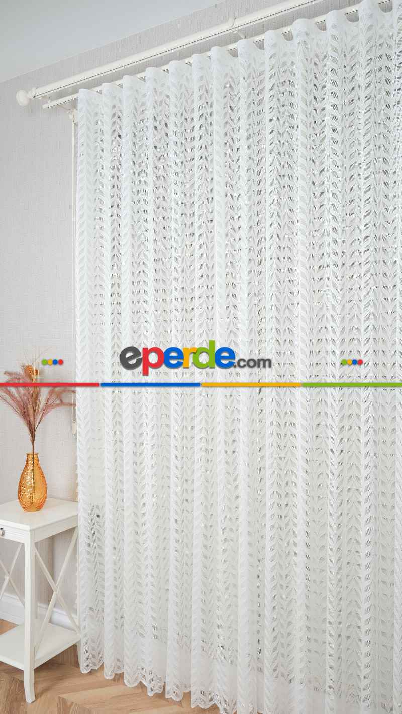 Ekru Nakışlı Tül Perde, Ağır Gramajlı Premium Seri, 7 Renk