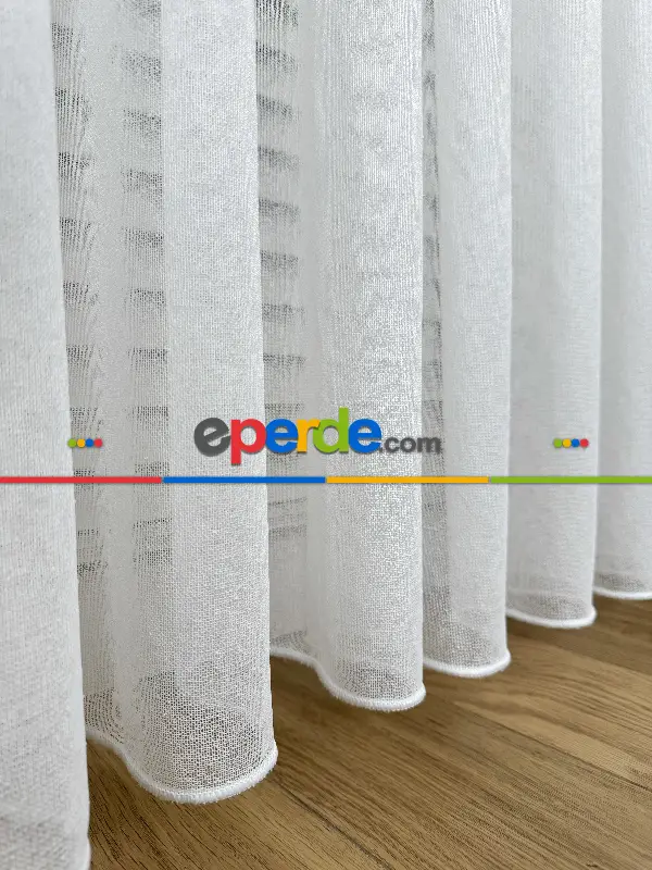 Mutfak Brillant Keten Tül Perde, Premium Seri, Kurşunlu Tül