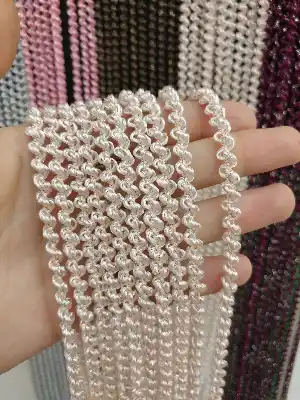 Açık Pembe Rengi İp Perde Bukle Serisi- Pembe-gümüş