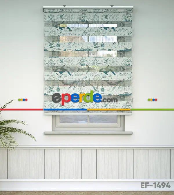 Bebek Odası Zebra -  Denizci Desenli Baskılı Zebra Perde-  Çok Renkli 2