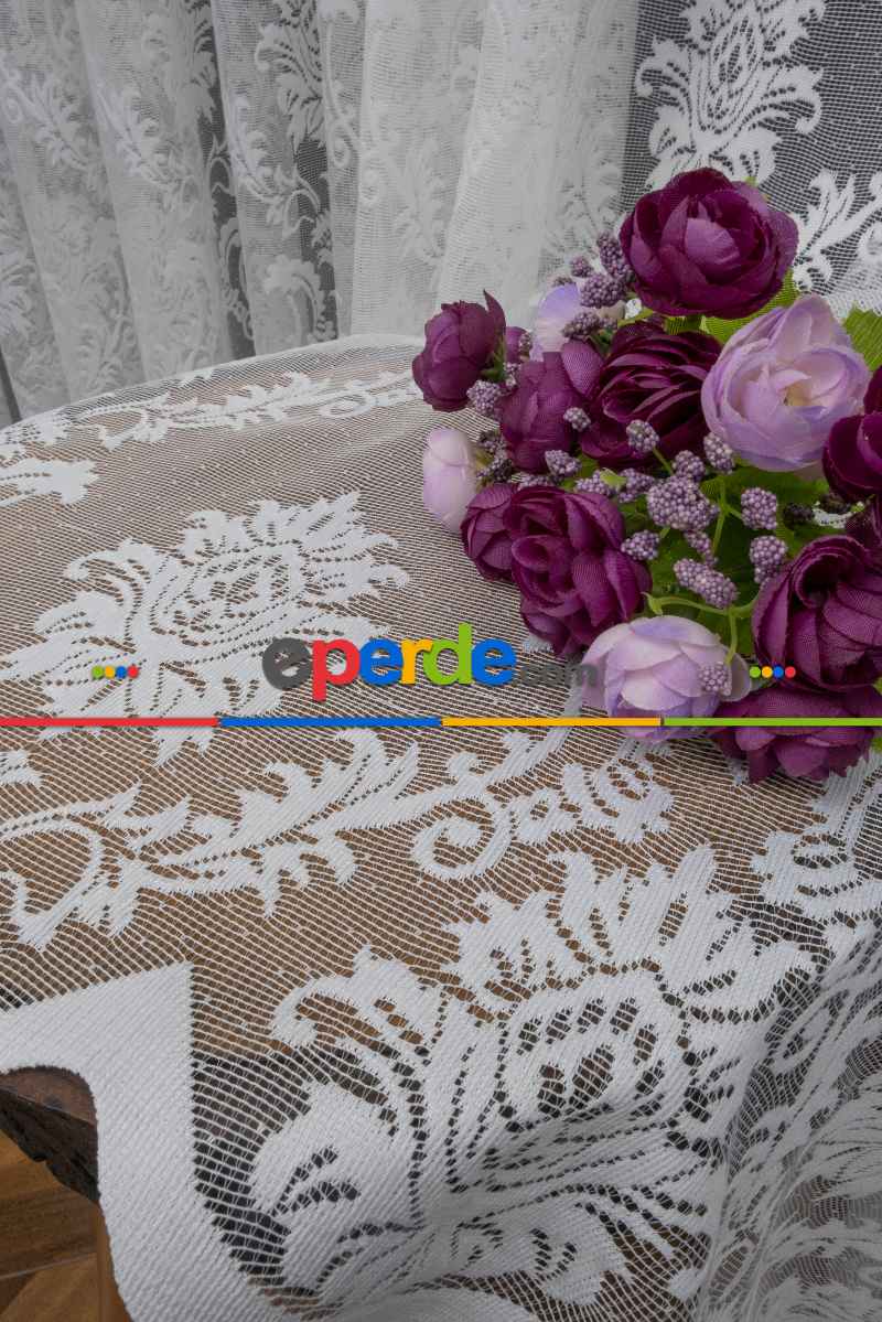 Damask Desen Örme Tül