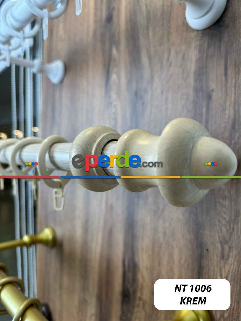 Akçaağaç Krem Raylı Veya Raysız Plastik Halkalı Rustik Perde Askısı