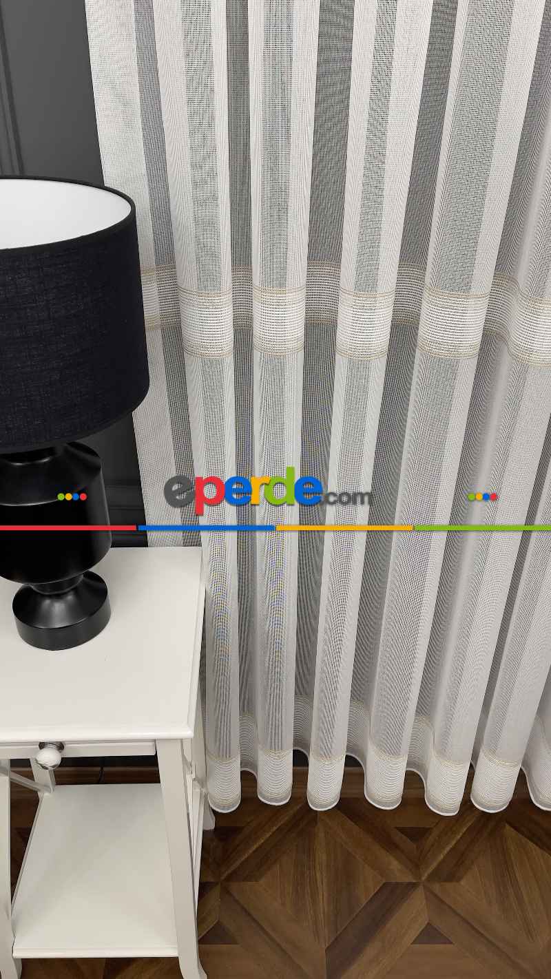 Premium Kalite Trend Perde Modelleri 2025-enine Kumaş Bantlı Dokuma Tül Perde 06