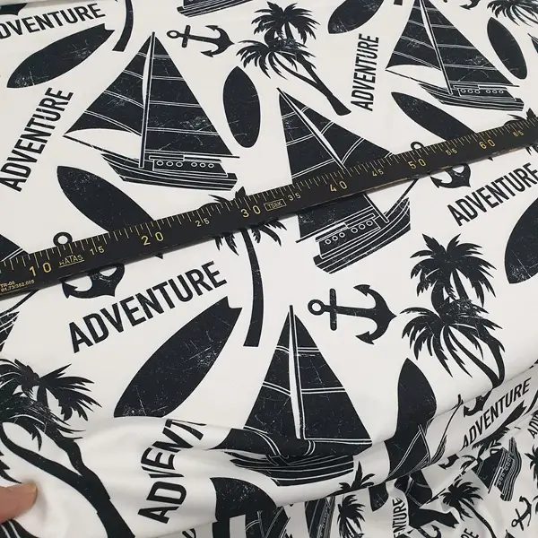 Yelken Ve Ada Desenli Fon Perde Evm701 Kumaşı Kalındır Duck Bezi Değildir- Siyah-Beyaz