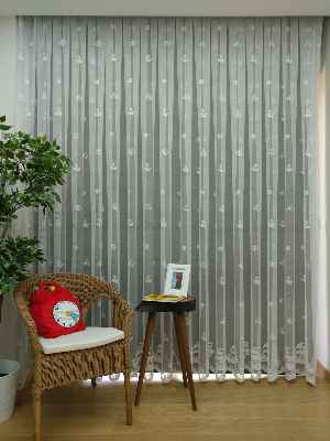 Çocuk Odası Tül Perde - Denizci Desen Çapalı Tül Perde- Ekru