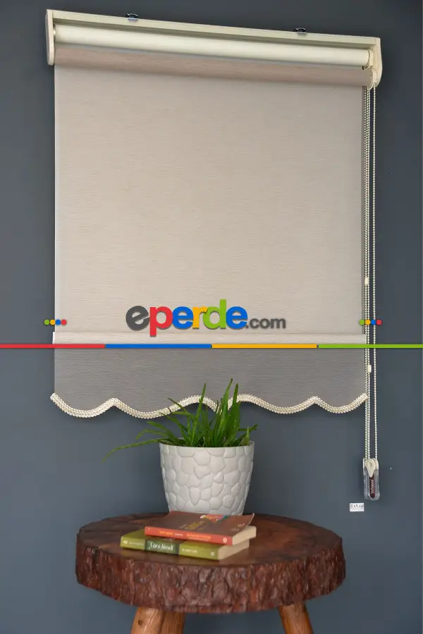 Halim Perdesan Vt-05 Karamel Renk Etekli Veya Eteksiz Çift Mekanizmalı Tül Stor Perde