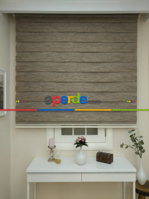 Zebra Perde - Bambu Zebra Perde- Kahve-Açık Vizon