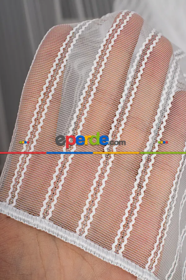 Mutfak Tül Çift Makarna Simli Armür Düz Tül Perde - Kurşunlu Tül