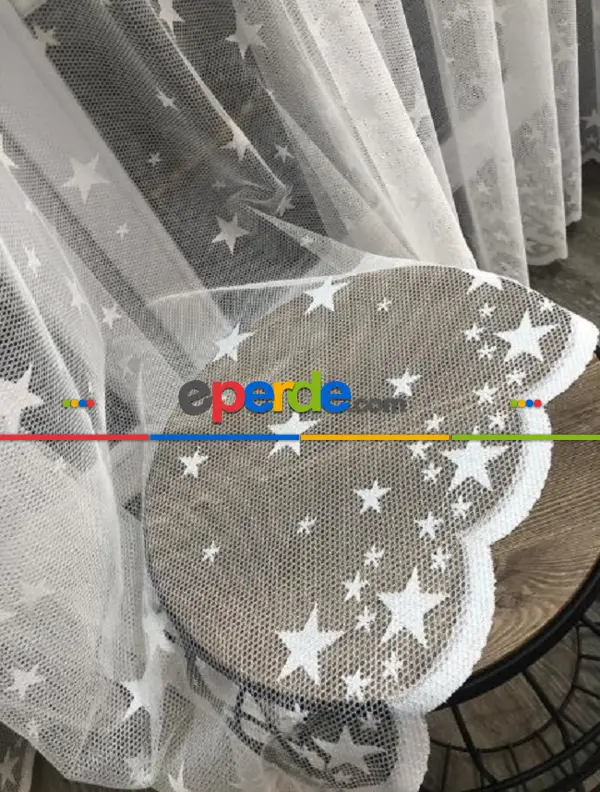 Yıldız Desenli Örme Tül, Çocuk Odası Tülü