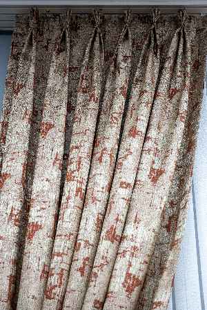 Patine Desenli Valencia Jakar Dokuma Fon Perde- Bej-kiremit Rengi