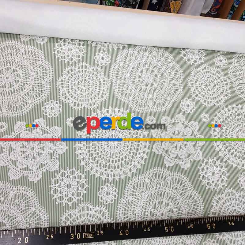 Dantel Desenli Fon Perde Evm1099 Kumaşı Kalındır Duck Bezi Değildir- Beyaz