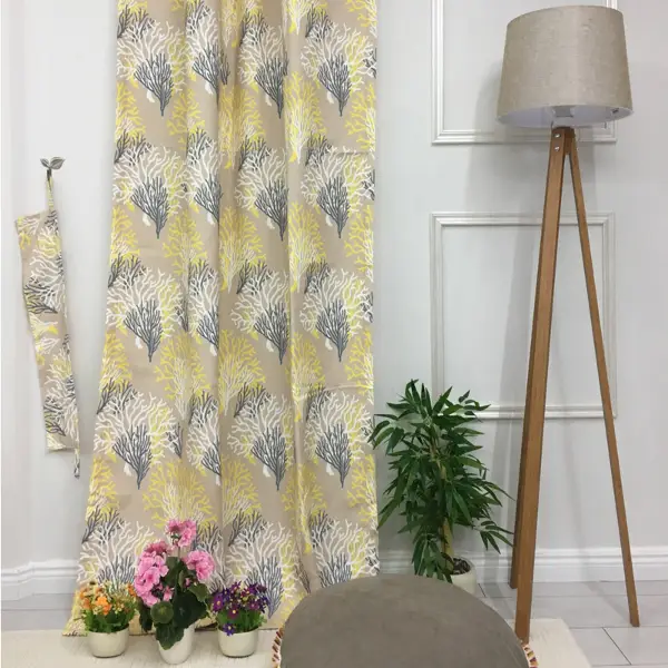 Salon Fon - Mercan Marine Desenli Fon Perde Evm1080 Kumaşı Kalındır Duck Bezi Değildir- Gri-Füme-Antrasit-Sarı-Beyaz