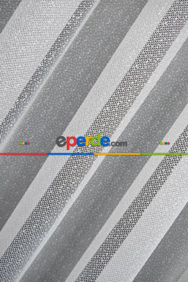 Salon Tül Perde - Şehrazat Fransız Danteli Etek Ucu Gri Renk Nakışlı Örme Tül