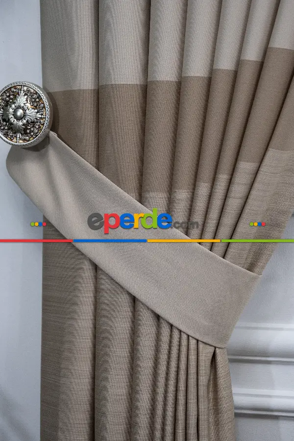 Krem Vizon Jakar Fon Perde (180)- Krem-açık Vizon