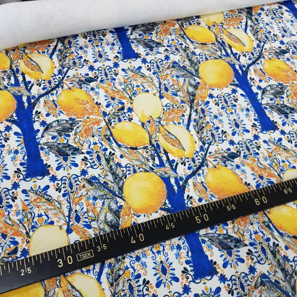 Limon Ağacı Desenli Fon Perde Evm1104 Kumaşı Kalındır Duck Bezi Değildir-  Çok Renkli 2